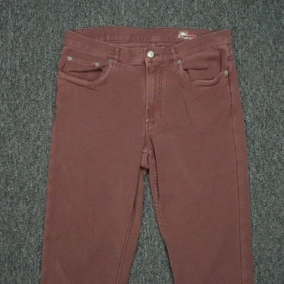 Faherty Pants Men 33x28 Red Stretch Terry 5 Pocket Chino Trousers